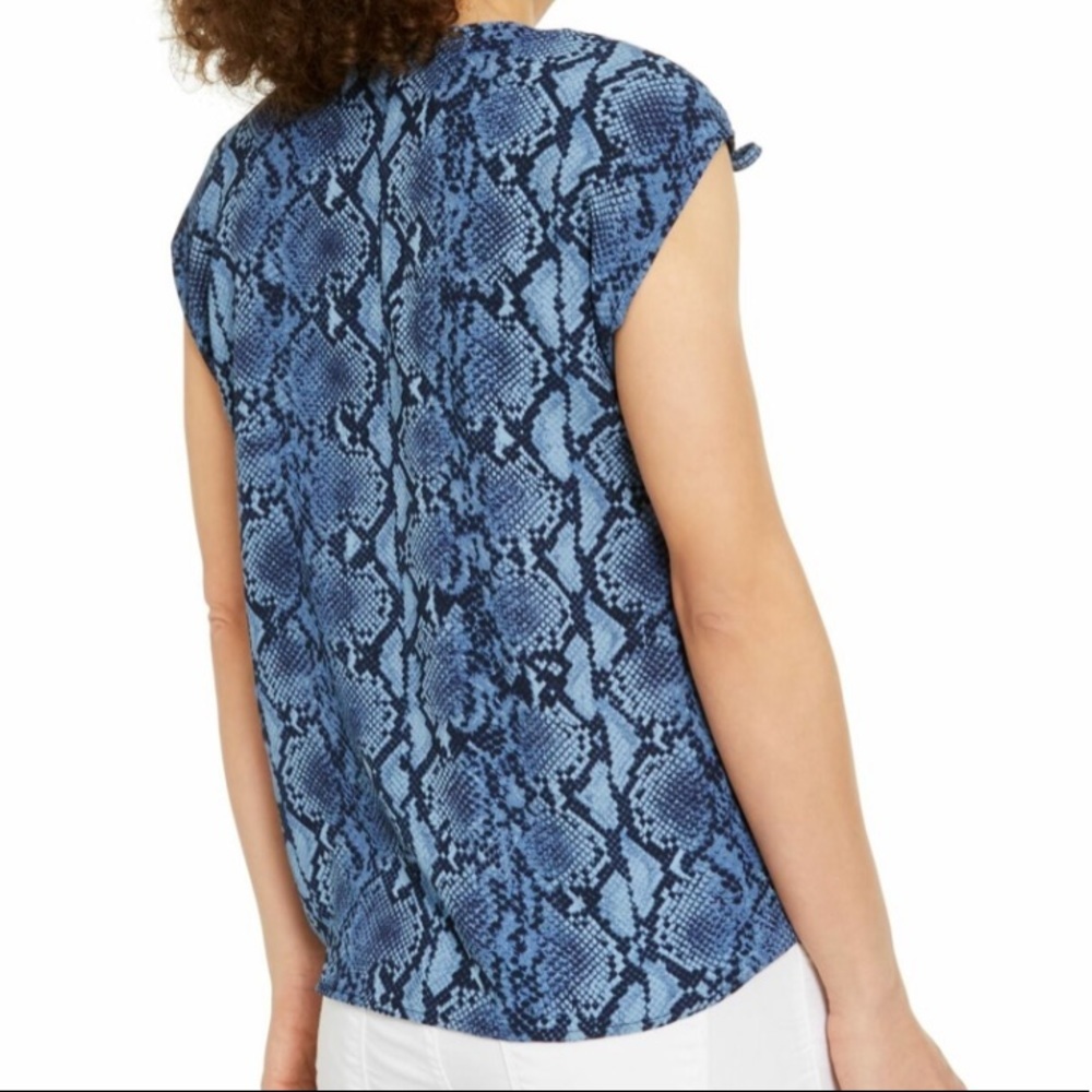 Michael Kors Blue Python Snake Print Surplice Wra… - image 2